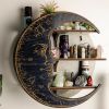 Wooden Shelf Moon Face Display Stand Floating Shelf Wall Decor Wall Shelf Boho Home Decoration Crystal Holder Wall Organizer