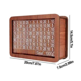 Wooden Money Bank Decorative Money Bank Box 10 000 Saving Challenge Money Saver with Money Target Decorative Money Jar Coin Cash (Color: Small size1000 poud)