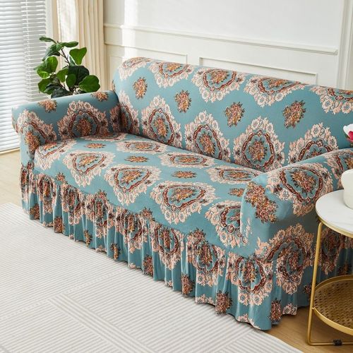 Protector Elastic Sofa Cover With Skirt Dustproof Sofa Cover Furniture Non-slip For Living Room Bedroom Office Home Decor