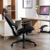 Multi-functional Ergonomic Mesh Office Chair with Adjustable Armrest,Footrest,Lumbar Support, 360°  Silent Wheels,Headrest for Home & Office