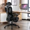 Multi-functional Ergonomic Mesh Office Chair with Adjustable Armrest,Footrest,Lumbar Support, 360°  Silent Wheels,Headrest for Home & Office
