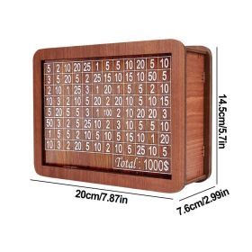 Wooden Money Bank Decorative Money Bank Box 10 000 Saving Challenge Money Saver with Money Target Decorative Money Jar Coin Cash (Color: Small size 1000USD)